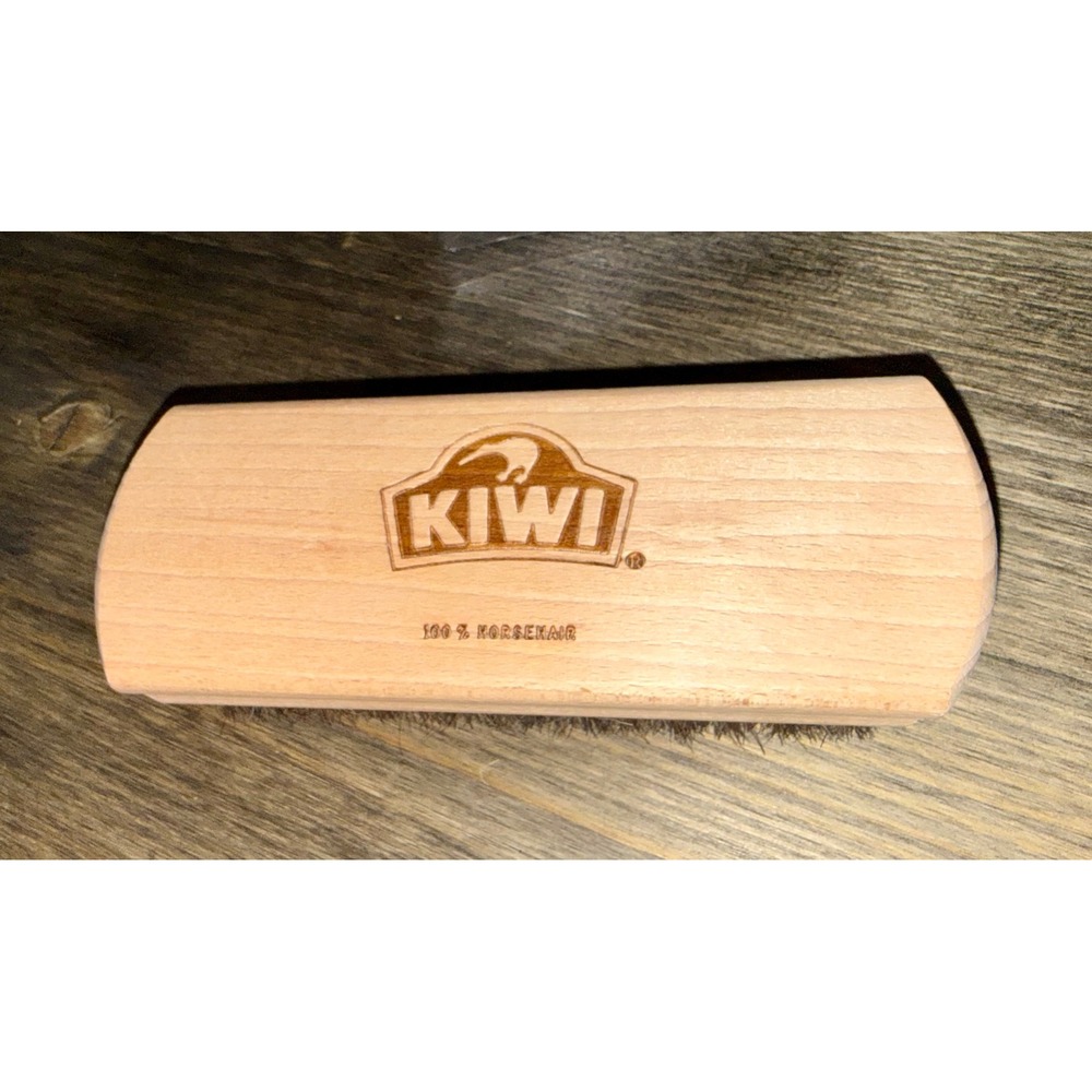 Kiwi Shoe Shine Brush New 100% Horsehair Wood Made in USA